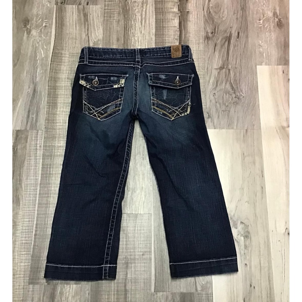 BKE Lily Stretch Dark Wash Denim Capris Jeans Womens Sz 29 Thick Stitch Low Rise - Picture 10 of 12